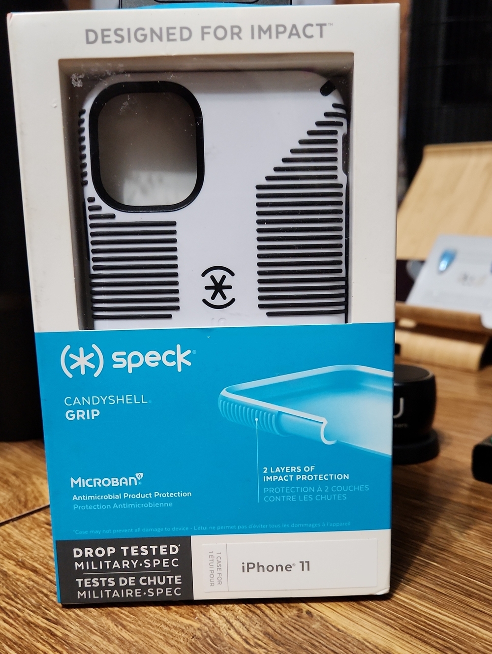 speck CandyShell Grip Case for iPhone 11 — White with Black Accents